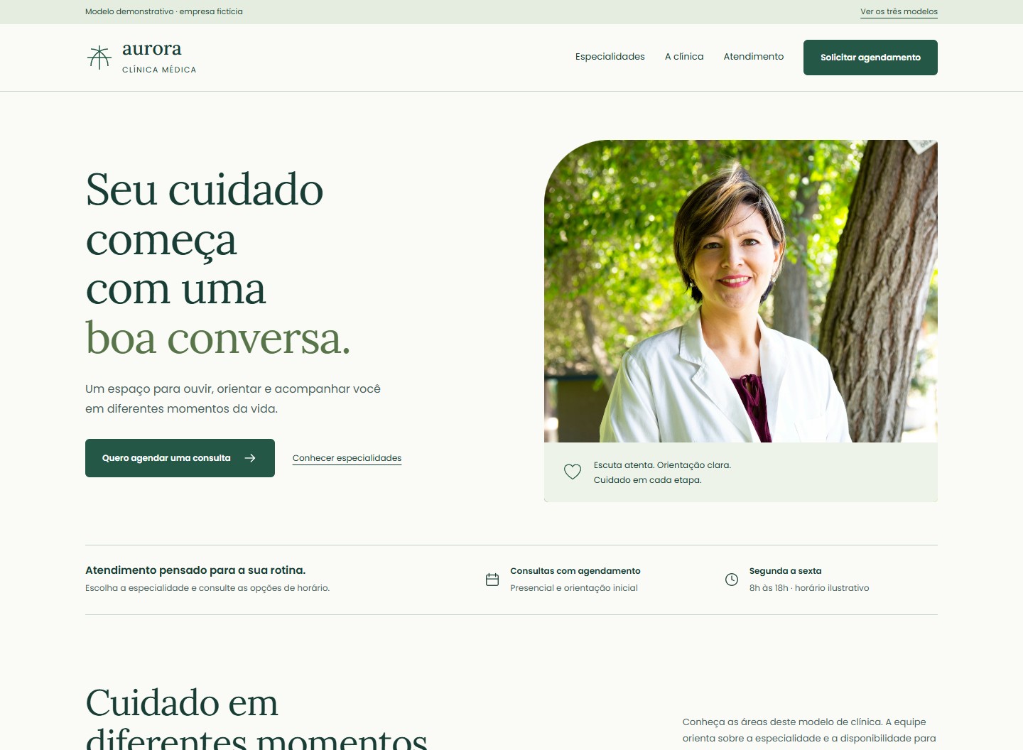 Prévia do modelo de clínica médica Aurora